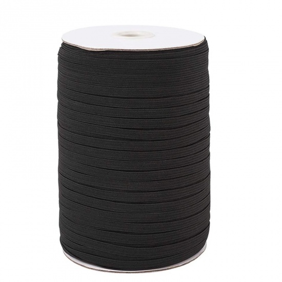 Picture of Black - (5mm/160 Yards) Stretchy Braiding Elastic Cords Mask Rope Elastic Bands For Sewing Crafting and Mask Making