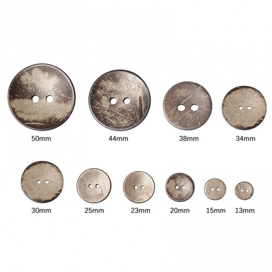 Immagine di Guscio di Cocco Bottone di Corozo ScrapbookBottone Tondo Marrone Due Fori Nulla Disegno 3.8cm Dia, 20 Pz