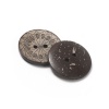 ココナッツの殻 縫製 ボタン 2つ穴 円形 ブラウン 葉柄 28mm 直径、 30 個 の画像