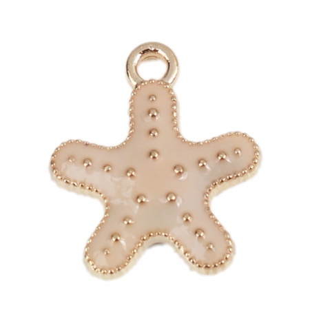 Lega di Zinco Gioielli Oceanici Charms Stella di Mare Oro Placcato Rosso Smalto 16mm x 14mm , 20 Pz