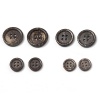 Picture of Coconut Shell Sewing Buttons Scrapbooking 4 Holes Round Dark Coffee 15mm Dia, 50 PCs