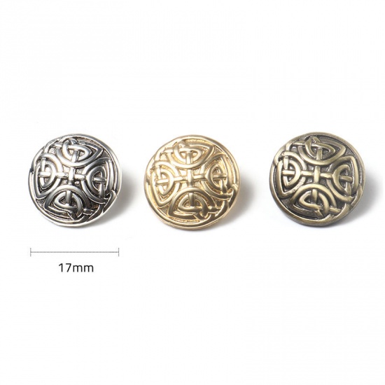 Picture of Zinc Based Alloy Metal Sewing Shank Buttons Round Knot Carved