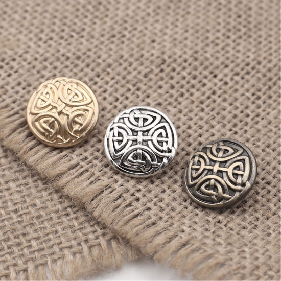 Picture of Zinc Based Alloy Metal Sewing Shank Buttons Round Knot Carved