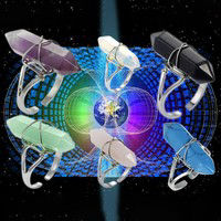 Immagine di Brass & Crystal Yoga Healing Open Rings Taper Silver Tone Multicolor