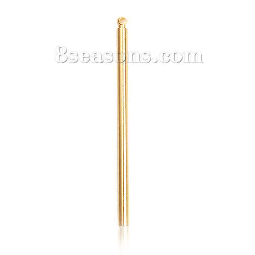 Picture of Brass Balance Bar Pendants Cylinder Gold Plated 40mm(1 5/8") x 2mm( 1/8"), 10 PCs                                                                                                                                                                             