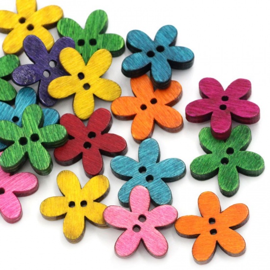 Picture of Wood Sewing Buttons Scrapbooking Flower At Random