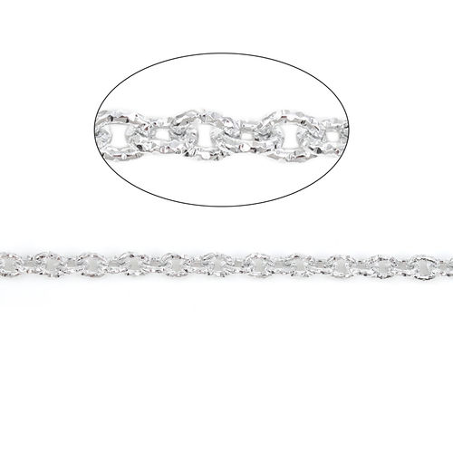 Изображение Алюминий открыто Позолоченные цепочкиарматуры Посеребренный чеканка 7.4x6мм, 5 М