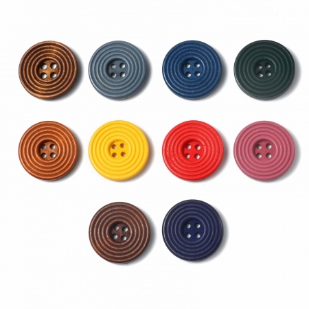 Natural Wood Sewing Buttons Scrapbooking 4 Holes Round Coffee Circle Carved 25mm(1") Dia, 50 PCs