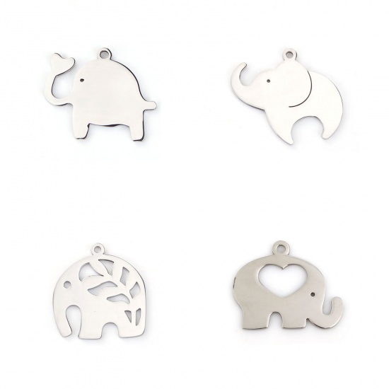 Picture of Stainless Steel Pet Silhouette Charms Elephant Animal