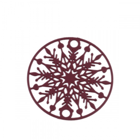 Ottone Filigree Stamping Connettore Tondo Colore di Vino Rosso Fiocco di Neve 20mm Dia., 10 Pz