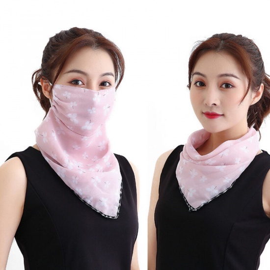 Immagine di Light Blue - Summer Outdoor Sunscreen Mask Scarf Neck Scarf Large Silk Mask Multi-function Earloop Scarf