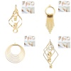 Picture of Brass Pendants Leaf 18K Gold Filled 8.3cm x4cm(3 2/8" x1 5/8") - 8.3cm x3.7cm(3 2/8" x1 4/8"), 2 PCs