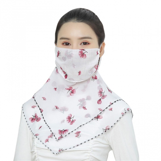 Picture of White & Fuchsia - Women's Mouth Mask Bandana Face Mask Multifunctional Face Mask Summer UV Protection Breathing Neck Protect