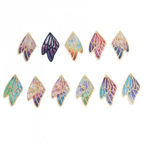 Immagine di Tessuto Ciondoli Ala della Farfalla Multicolore 5cm x 2.8cm, 5 Fogli