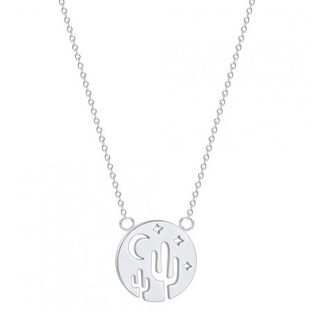 Нержавеющая Сталь Ожерелья Серебряный Тон Круглые Кактус 45см Длина, 1 ШТ