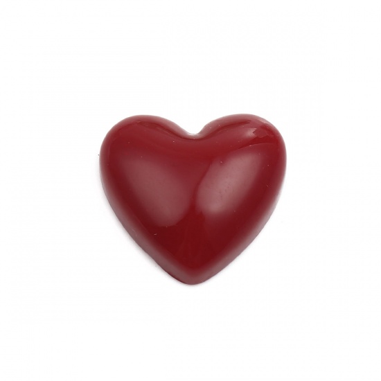 Bild von Harz Valentinstag Dom Cabochon Verzierung Herz Dunkelrosa 18mm x 17mm , 10 Stück