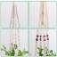 Bild von Baumwolle Pastoraler Stil Wandmontage Blumentopf Netzbeutel Grauweiß 1 Stück