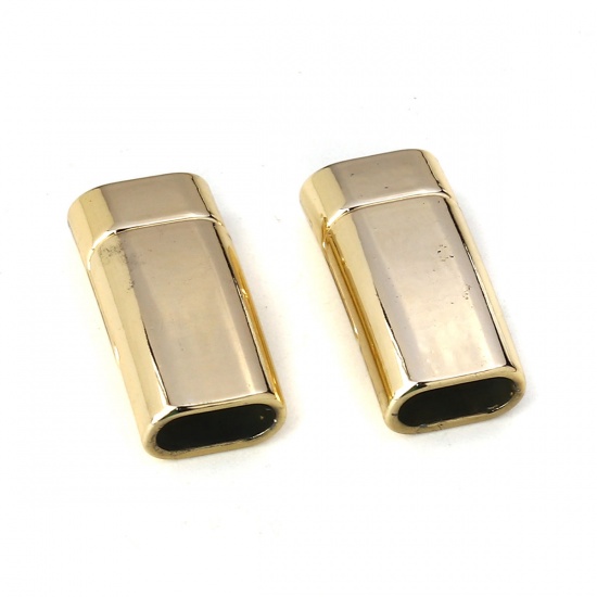 Picture of Zinc Based Alloy Magnetic Clasps Rectangle Silver Tone (Fits 10mm x4.5mm Cord) 25mm x 13mm, 5 Sets