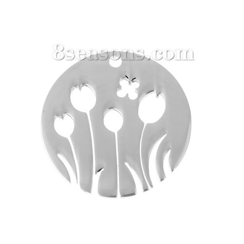 Picture of Stainless Steel Cut Out Charms Round Flower