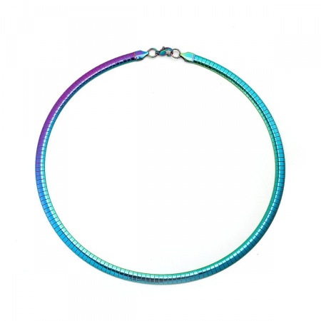 Stainless Steel Collar Neck Ring Necklace Multicolor Round Plating