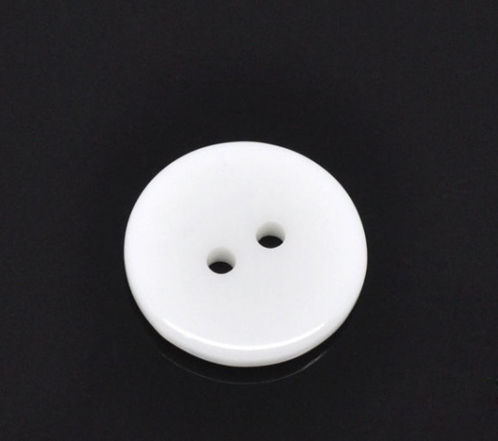 樹脂 縫製 ボタン 2つ穴 円形 白 18mm 直径、 100 個 の画像