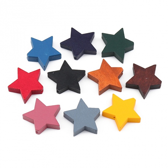 Picture of Wood Spacer Beads Pentagram Star