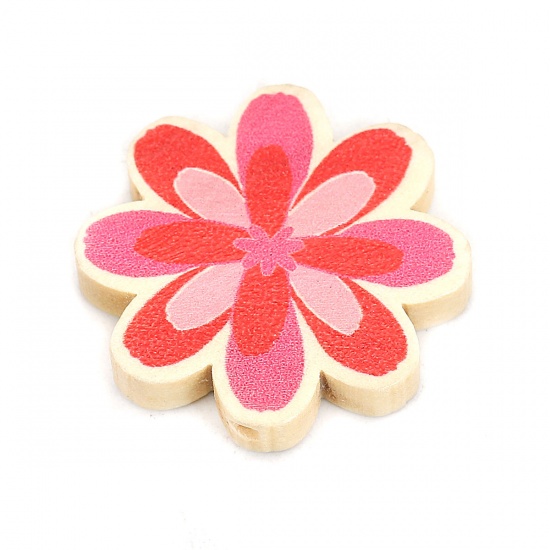 Picture of Wood Spacer Beads Flower Multicolor About 29mm x 29mm, Hole: Approx 2.2mm, 10 PCs