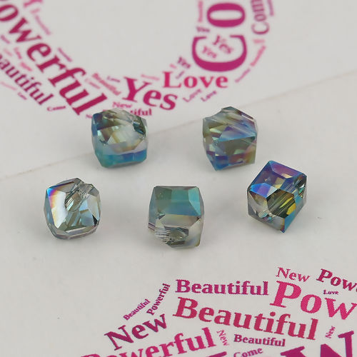 Picture of Glass Beads Square AB Rainbow Faceted