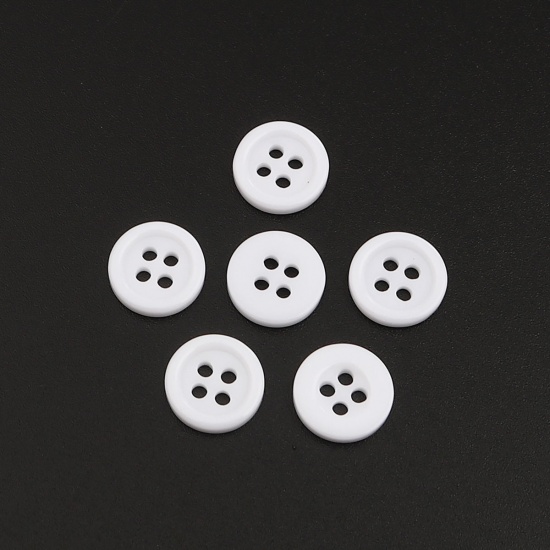 Picture of Resin Sewing Buttons Scrapbooking 4 Holes Round Black 10mm Dia, 500 PCs