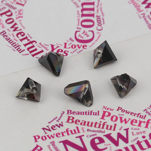 Picture of Glass Beads Triangle Blue AB Rainbow Color Faceted About 8mm x 5mm, Hole: Approx 1.3mm, 40 PCs