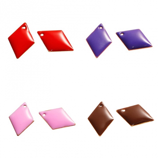 Picture of Brass Enamelled Sequins Charms Rhombus Unplated Enamel                                                                                                                                                                                                        