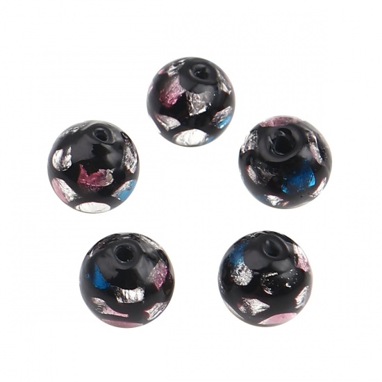 Picture of Lampwork Glass Beads Round Multicolor About 8mm Dia, Hole: Approx 1.3mm, 5 PCs