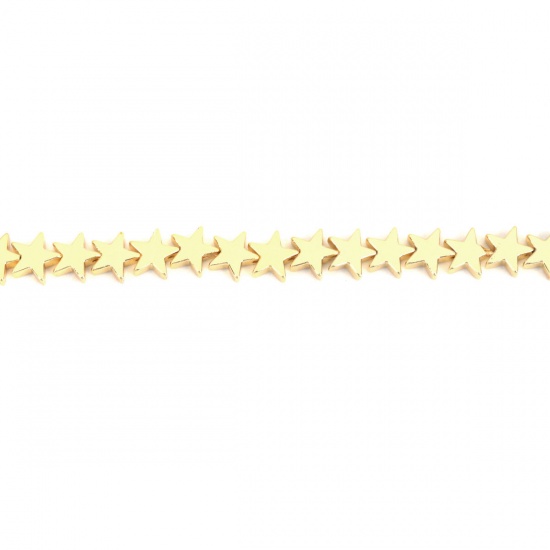 Image de (Classement B) Perles en Hématite （ Naturel ） Etoile Argent 8mm x 8mm, Trou: env. 1mm, 41.5cm long, 1 Enfilade (Env. 63 Pcs/Enfilade)