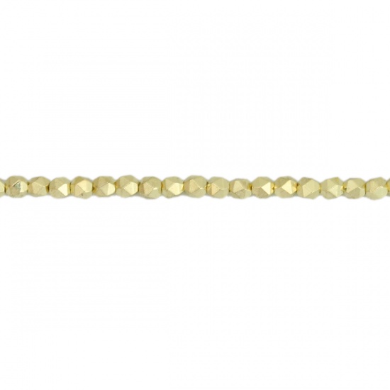 Image de (Classement B) Perles en Hématite （ Naturel ） Polygone Argent 3mm x 3mm, Trou: env. 1mm, 40.5cm - 40cm long, 1 Enfilade (Env. 132 Pcs/Enfilade)