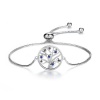 Picture of Brass & Cubic Zirconia Adjustable Slider/ Slide Bolo Bracelets Silver Tone Blue Round Tree 24cm(9 4/8") long, 1 Piece