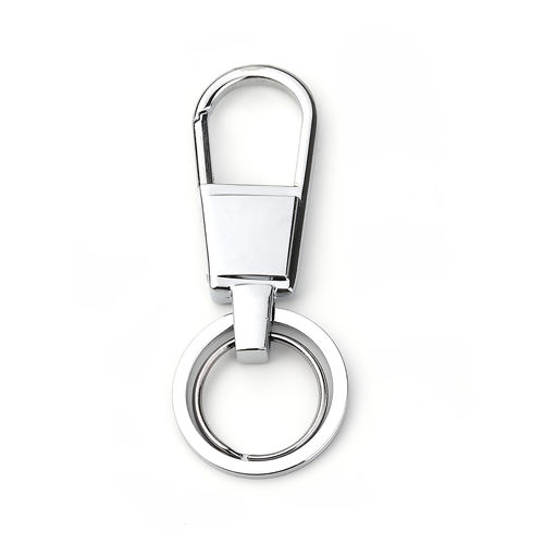 Bild von Zinklegierung Schlüsselkette & Schlüsselring Ring Metallgrau 81mm x 32mm, 2 Stück
