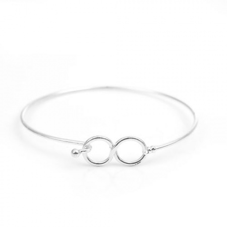 Iron Based Alloy Bangles Bracelets Infinity Symbol Silver Plated Can Open 20.5cm(8 1/8") long, 1 Piece