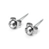 Bild von 304 Edelstahl Ohrring Ohrstecker Silberfarbe Rund Klar Zirkonia 4mm D., Drahtstärke: (21 gauge), 1 Paar