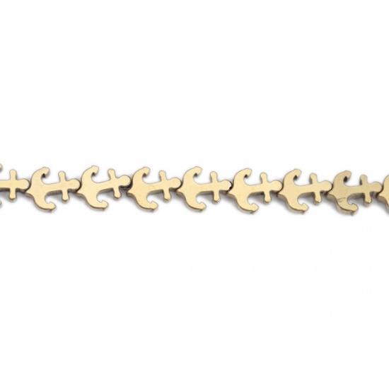 Bild von (Klasse B) Hämatit ( Natur ) Perlen Anker Silbrig ca. 13mm x 11mm, Loch:ca. 1mm, 40cm - 39cm lang, 1 Strang (ca. 33 Stück/Strang)