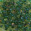 Picture of (Japan Import) Glass Triangle Seed Beads Green & Yellow Inside Color About 4.7mm x 4.4mm, Hole: Approx 1.7mm x 1.5mm, 10 Grams (Approx 11 PCs/Gram)