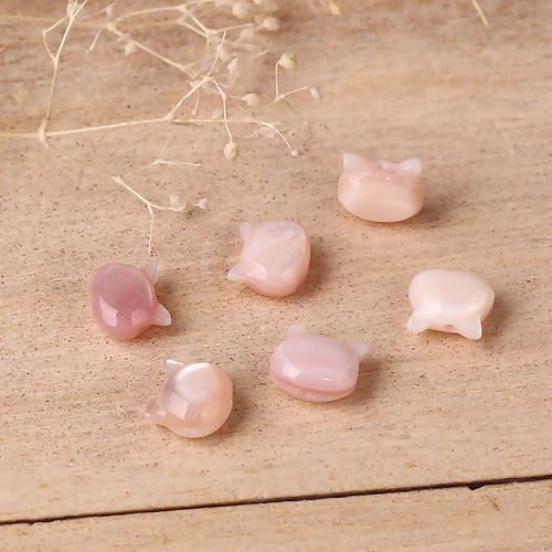 Picture of Natural Shell Loose Beads Cat Animal About 8mm x 7mm, Hole:Approx 0.7mm, 1 Piece