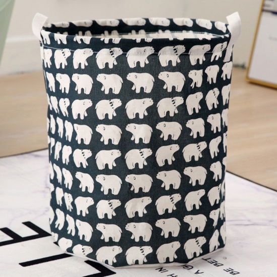 Picture of Clothes Laundry Basket Bag White & Blue Whale Animal Foldable 43cm x 37.5cm, 1 Piece