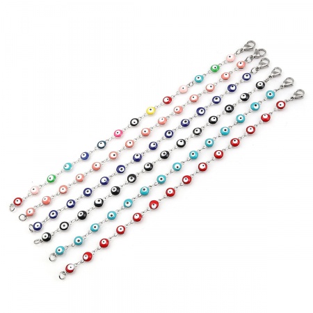 Stainless Steel Bracelets Multicolor Evil Eye Enamel