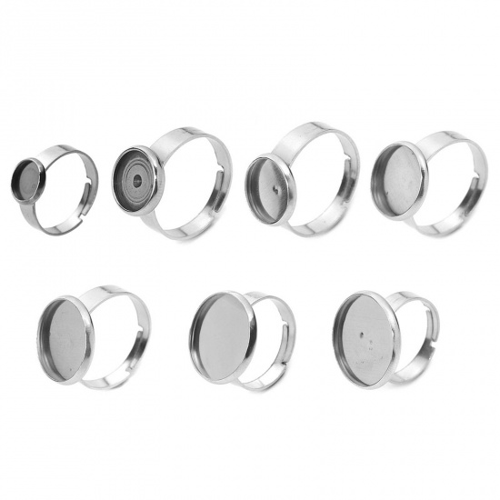 Picture of Stainless Steel Adjustable Rings Round Cabochon Settings  