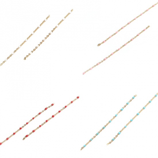 Image de 1 M Chaîne Maille ForçatAccessoires pour la Fabrication de Bijoux Faits à la Main en 304 Acier Inoxydable Doré Multicolore Émail