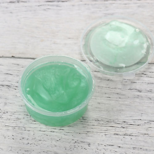 Picture of Slime Stress Pressure Reliever Vent Toys Cylinder Green Pearly Lustre Mud (Contain Liquid) 6.8cm(2 5/8") Dia., 1 Box (Approx 35 Grams)