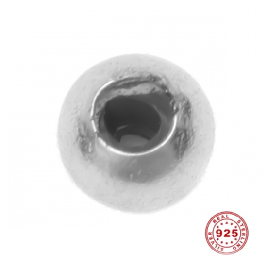スターリングシルバー ビーズ 円形 プラチナメッキ 3mm 直径 穴:約 1.2mm 、 2 個 の画像