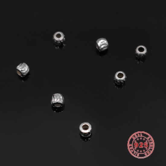 Picture of Sterling Silver Spacer Beads Round Silver Hollow About 2mm Dia., Hole:Approx 1mm, 30 PCs