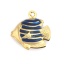 Bild von 304 Edelstahl Ozean Schmuck Charms Tropischer Fisch Vergoldet Blau Emaille 18mm x 17mm, 10 Stück