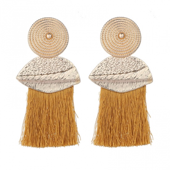 Picture of Tassel Earrings White Round 70mm x 35mm, 1 Pair
